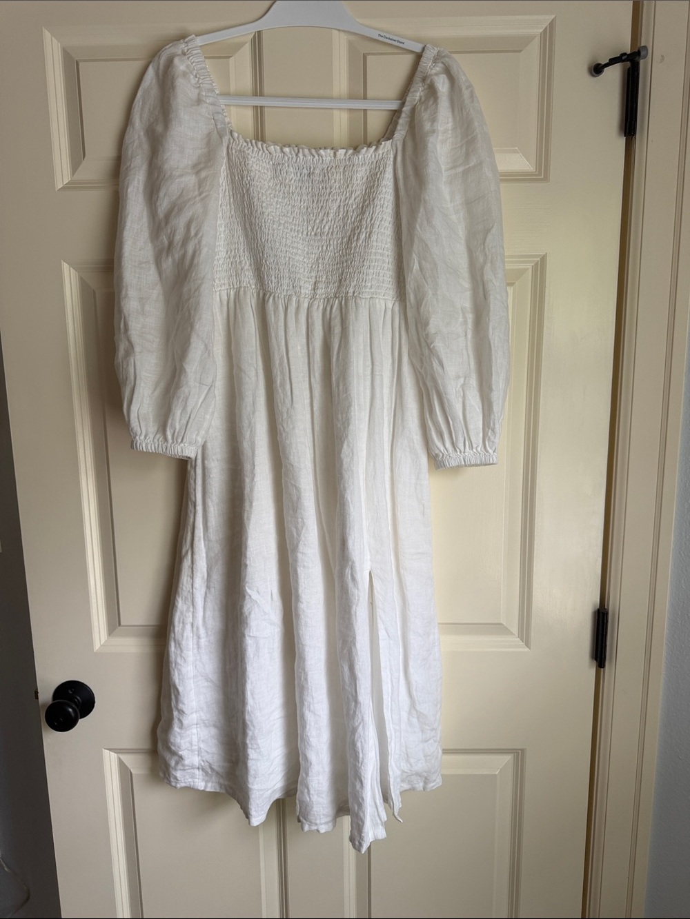 J. Crew White Smocked Neckline Top